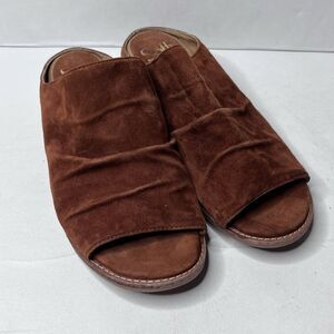 Sofft Netta Brown Suede Open Toe Slip On Slide Womens Sandals Size 6.5 M